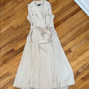 Banana Republic Beige Sleeveless Midi Dress with Belt